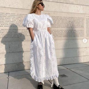 Simone Rocha Eyelet Embroidery White Dress